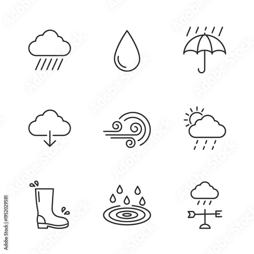 Collection of Weather Icons and Symbols.