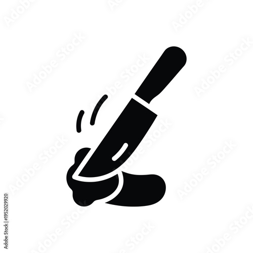 Cooking process black glyph icon, cutting food with knife, preparation of ingredients for meal, kitchen work and culinary activities, food safety