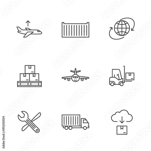 Logistics and Shipping Icons Set for Global Delivery Services.