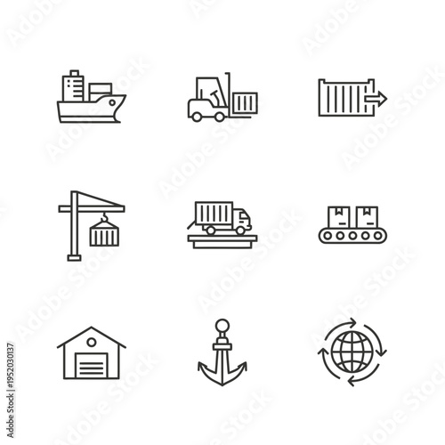 Logistics and Shipping Icons Set for Global Trade 1.