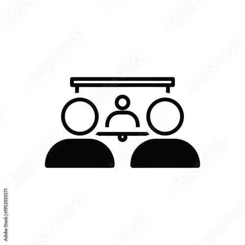 Online meeting vector icon, simple flat illustration, communication and business technology concept, presentation and discussion between people on remote conference or webinar
