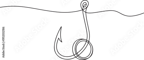 continuous line drawing coin on fishing hook illustration vector. One line draw graphic design vector