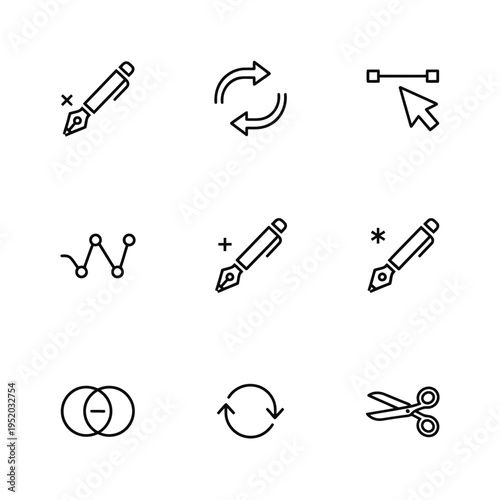 Set of Graphic Design and Editing Icons.