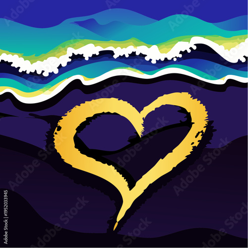 the golden heart floating against those layered, wave‑like bands feels like a luxe, symbolic still‑life 