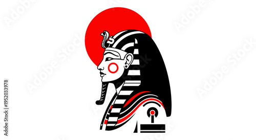 Ancient Egyptian pharaoh 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 head in profile against red sun