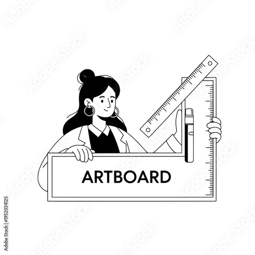 vector design asset with ruler and artboard for branding and illustration or professional line art graphic asset featuring ruler frame and artboard