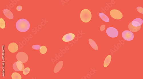 Colorful abstract blood cells illustration on bright red background design concept