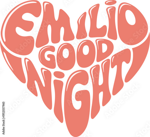 Heart shape text art with good night message love typography