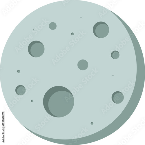 Stylized Gray Moon with Craters and Shadow Effect lunar