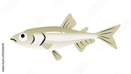 シンプルでかわいい鰙（ワカサギ）のイラスト　食べ物・魚のベクター素材