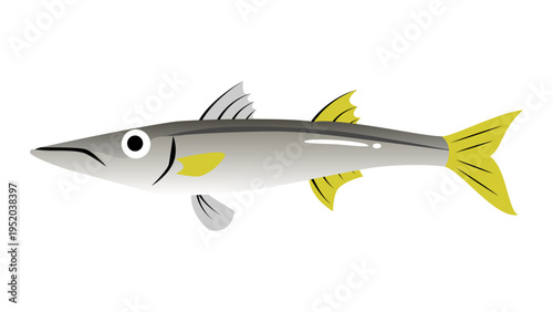 シンプルでかわいいカマスのイラスト　食べ物・魚のベクター素材