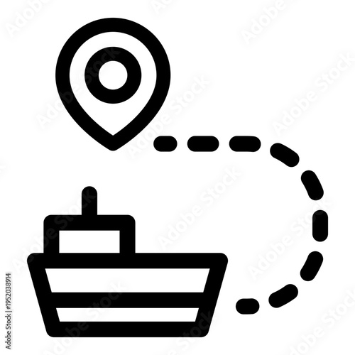Shipping Route Icon. Vector Line Icon