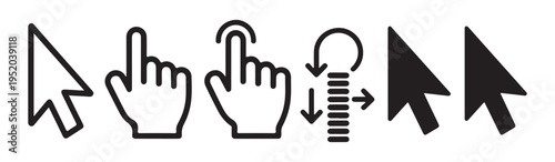 Mouse pointer icon set. web cursors. modern simple flat vector illustration. collection of click symbols