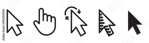 Mouse pointer icon set. web cursors. modern simple flat vector illustration. collection of click symbols