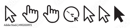 Mouse pointer icon set. web cursors. modern simple flat vector illustration. collection of click symbols