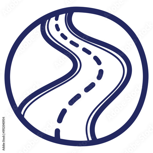 Road Trip Icon with Dashed Lines and Blue Circle representing Adventure and Travel Experiences ahead on the Journey
