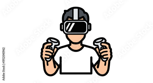 Top-Down View of a Person Immersed in Virtual Reality with Controllers