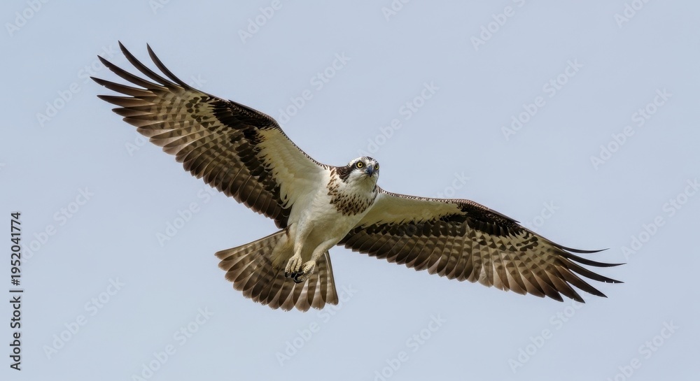 Obraz premium Osprey in Flight - A Majestic Bird of Prey Soaring High.