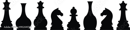 Chess pieces silhouette black chessboard figures