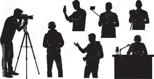 Silhouettes of people working in media and film industry