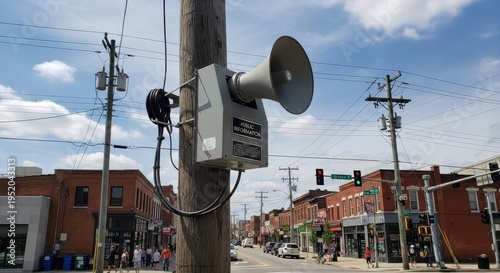 Outdoor Warning Siren on a Pole in Town.