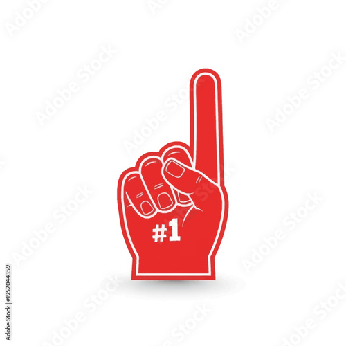 Vibrant red foam finger icon, a symbol of championship spirit and enthusiastic support, celebrating success and being number one
