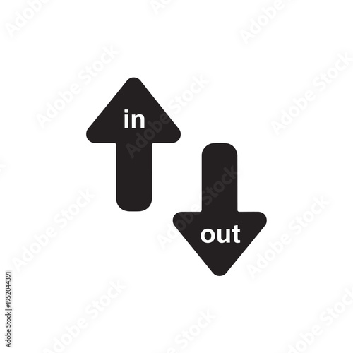 Essential graphic symbols depicting 'in' and 'out' directions, utilizing clear up and down arrows for intuitive guidance in various contexts