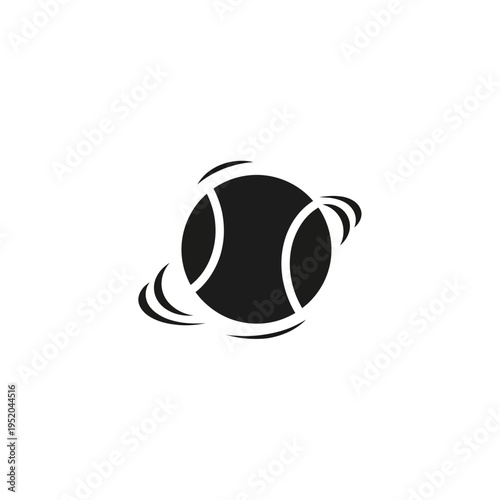 Dynamic abstract tennis ball design with orbiting rings, symbolizing motion, speed, and athletic energy, perfect for modern sports branding and active concepts