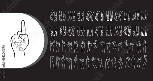 A hand signing alphabet letters in American Sign Language on a black background