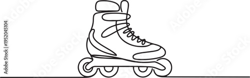 Single Line Drawing Inline Skate. One line draw graphic design vector