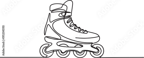 Single Line Drawing Inline Skate. One line draw graphic design vector