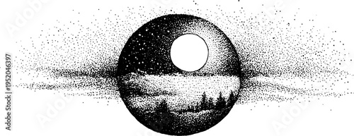 Astrological constellation chart with black and white stippling effect for celestial art and educational use