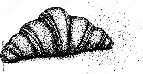 Surreal bread loaf with galaxy spiral in black and white dotwork for creative design