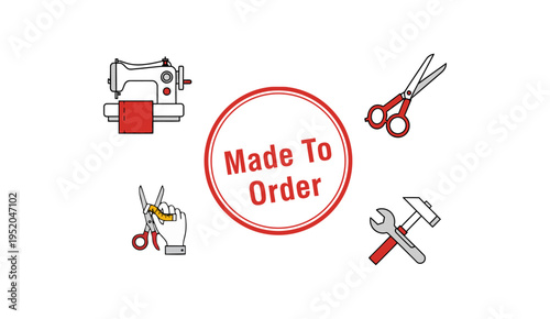 Made To Order concept with various craftsmanship tools.