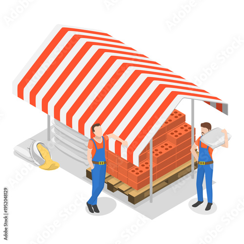 3D Isometric Flat Vector Illustration of Hardware Store, Renovation Retail. Item 2