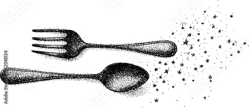 Celestial dining: fork and spoon with starry constellation design for unique kitchen decor