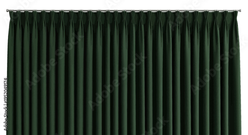Rich dark green pleated curtains offer a luxurious texture and deep color, perfect for adding warmth and a touch of classic elegance to any interior space