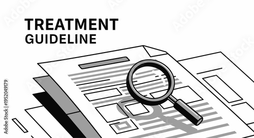 Treatment Guideline document icon with magnifying glass illustration.