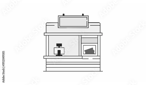 Ticket counter line art service desk vector illustration