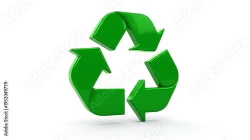 Bright Green Recycling Symbol With Circular Arrows Representing Sustainability.