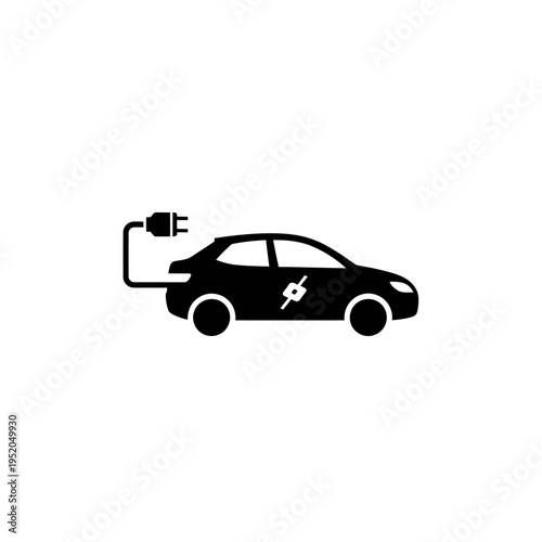 Electric Car Charging Icon Symbolizing Sustainable Automotive Technology and Green Energy Transportation