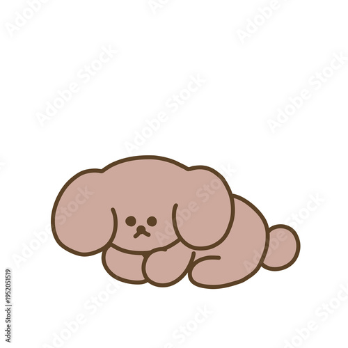 伏せしてくつろぐシンプルな犬のイラスト