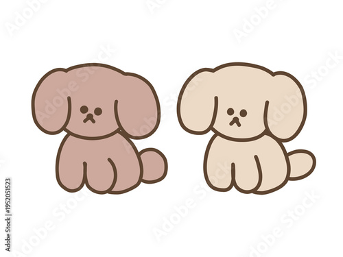 並んで座るかわいい犬たちのイラスト
