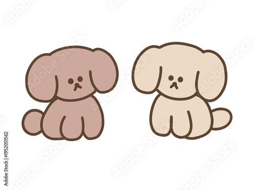 向き合って座るかわいい犬たちのイラスト