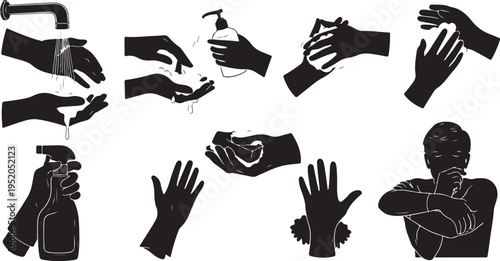 Hand Hygiene Silhouettes for Health and Wellness Education Materials