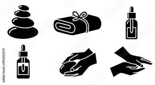 Spa and wellness icons set.