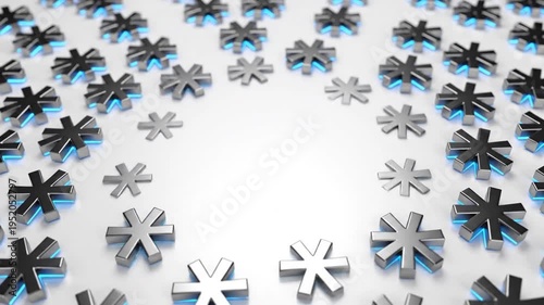 Close Up Of Scattered Metallic Star Shaped Confetti On White Surface.