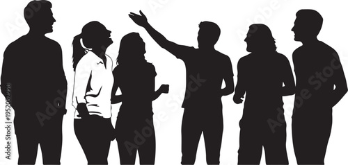 Silhouette of a group of people communicating effectively together