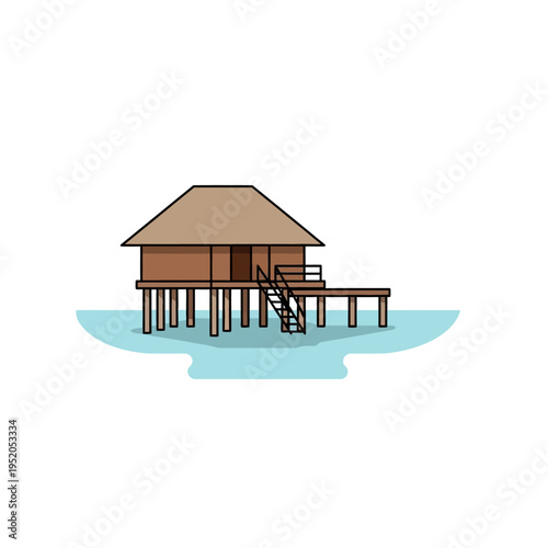 A charming stilt house in tranquil turquoise waters, perfect for a serene getaway