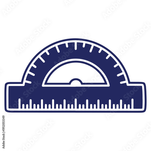 Isolated protractor illustration in blue color perfect for education or geometric concepts and precise measurement